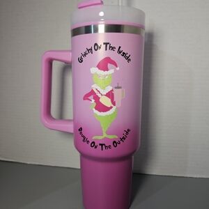 Pink Grinch Travel Mug